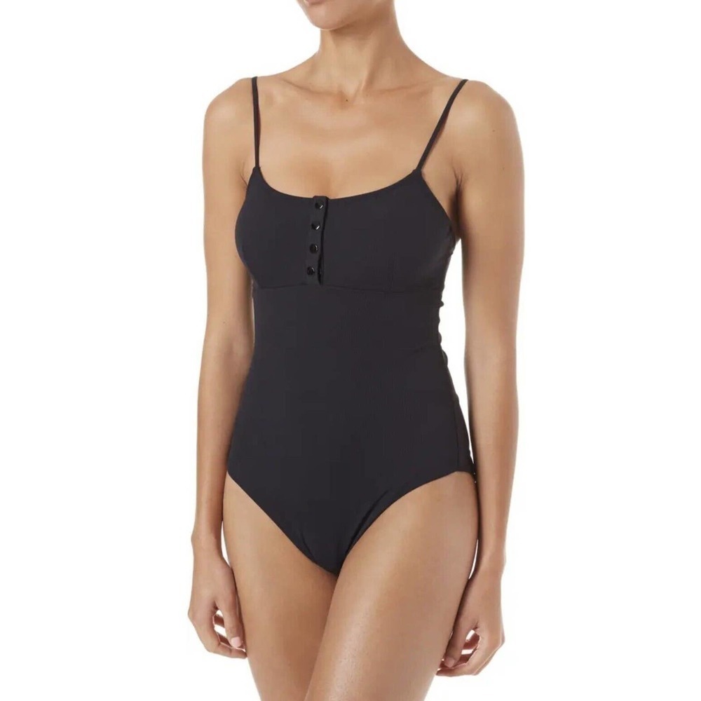 NWT MELISSA ODABASH Calabasas Ribbed One-Piece Swimsuit Black Size - 12 US